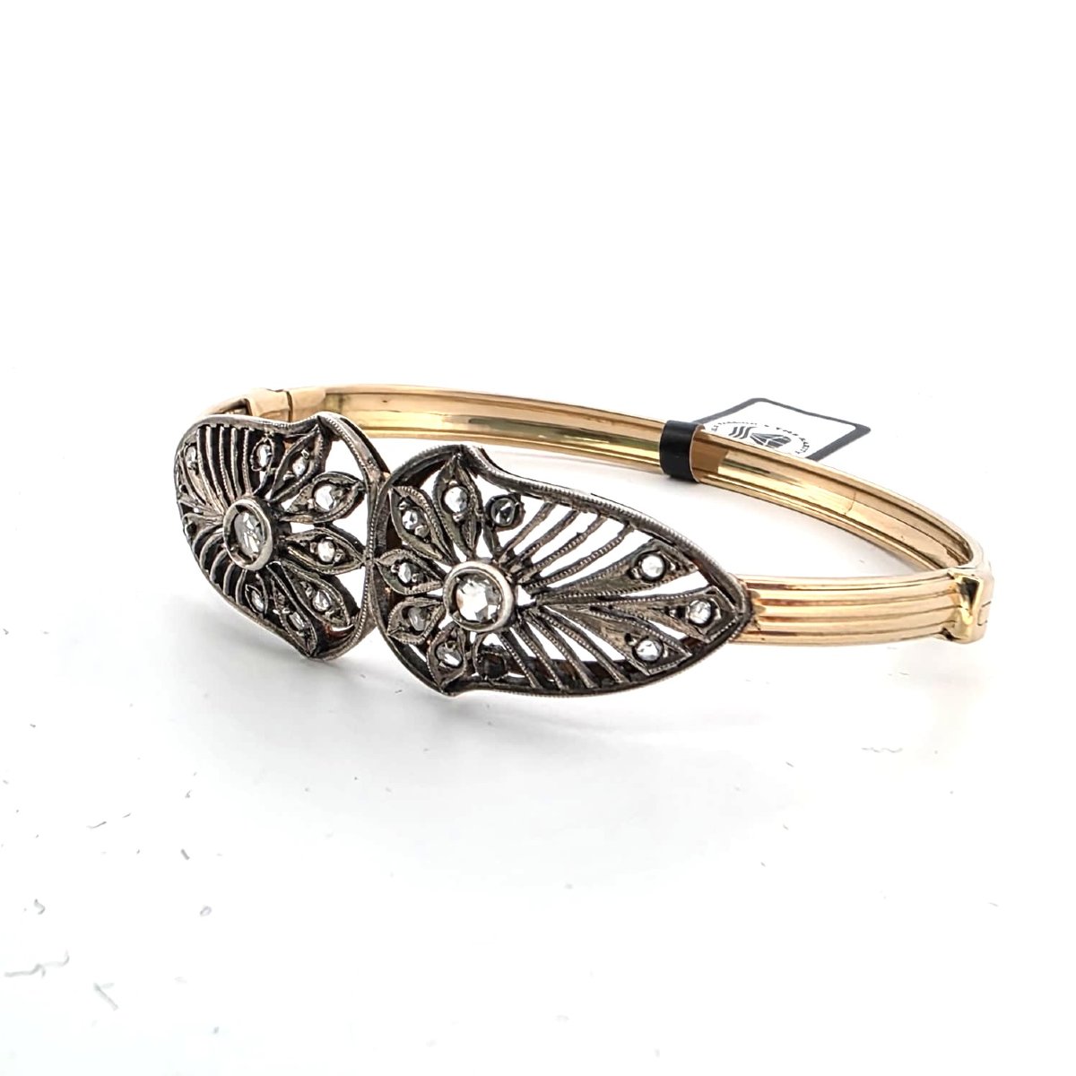 Bracelet rigide victorien avec diamants datant de la seconde moitié du XIXe siècle (vers 1860).-photo-2