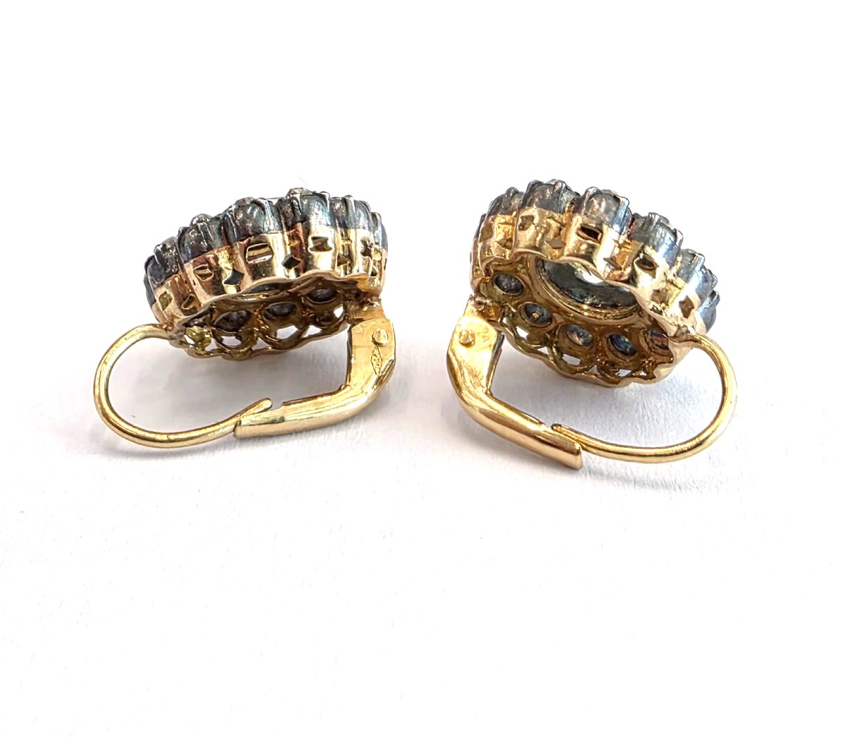 18k Yellow Gold And Platinum Earrings With Large Diamonds-photo-1