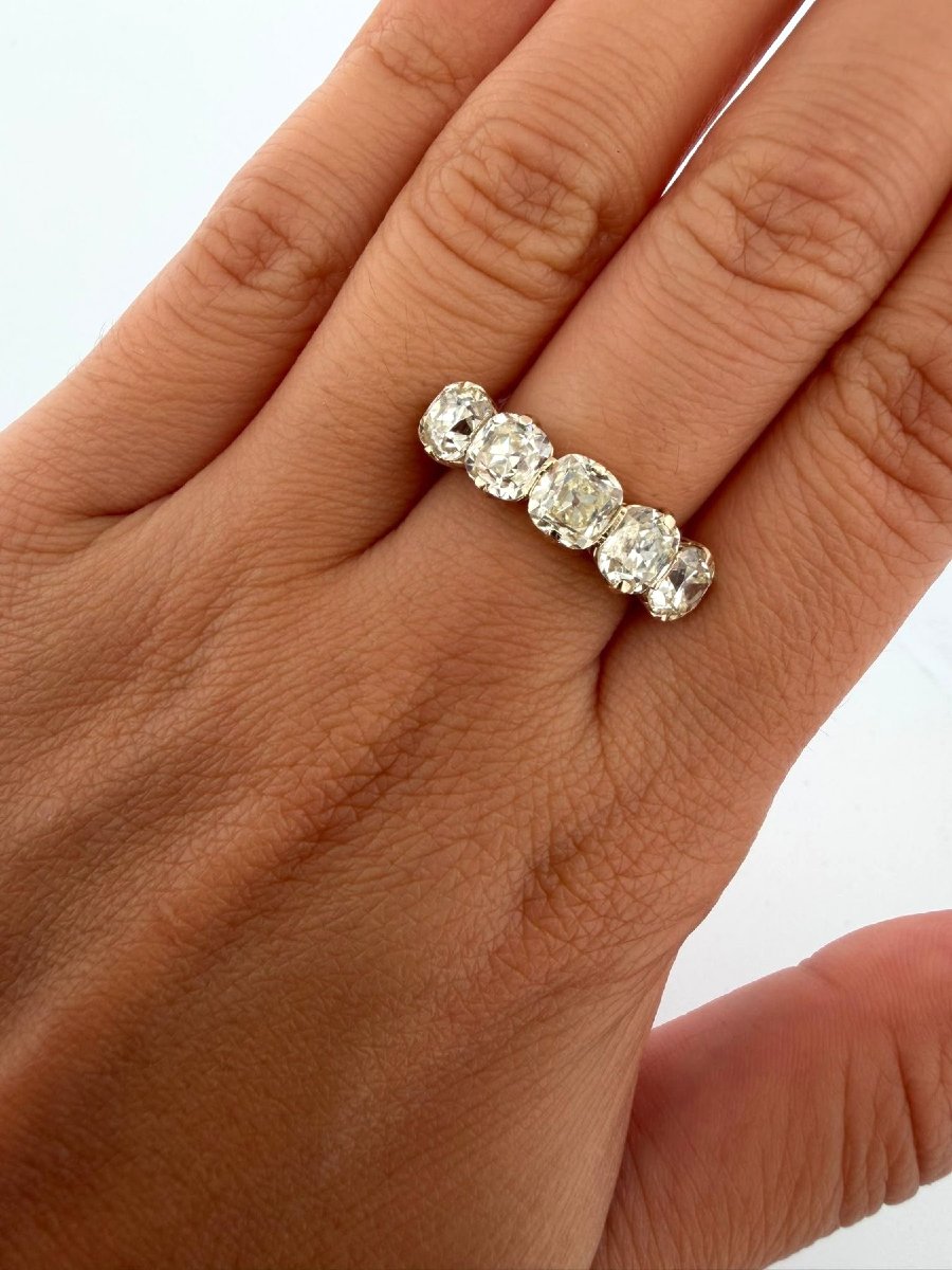 Bague vintage en or blanc 18 carats avec diamants taille antique-photo-4