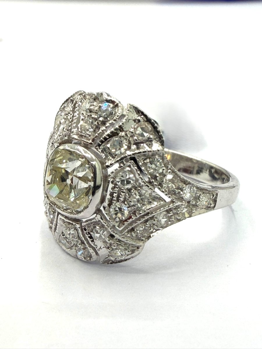 Bague vintage en or blanc 18 Kt avec diamants taille antique Ct 2.50-photo-2