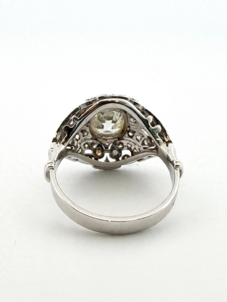 18k White Gold Vintage Ring With Antique-cut Diamonds, 2.10 Ct-photo-2