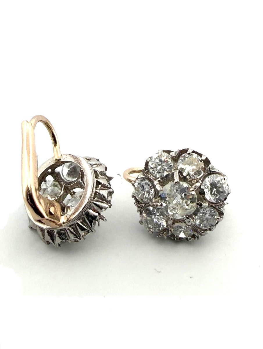 Vintage Platinum Earrings With Diamonds-photo-2