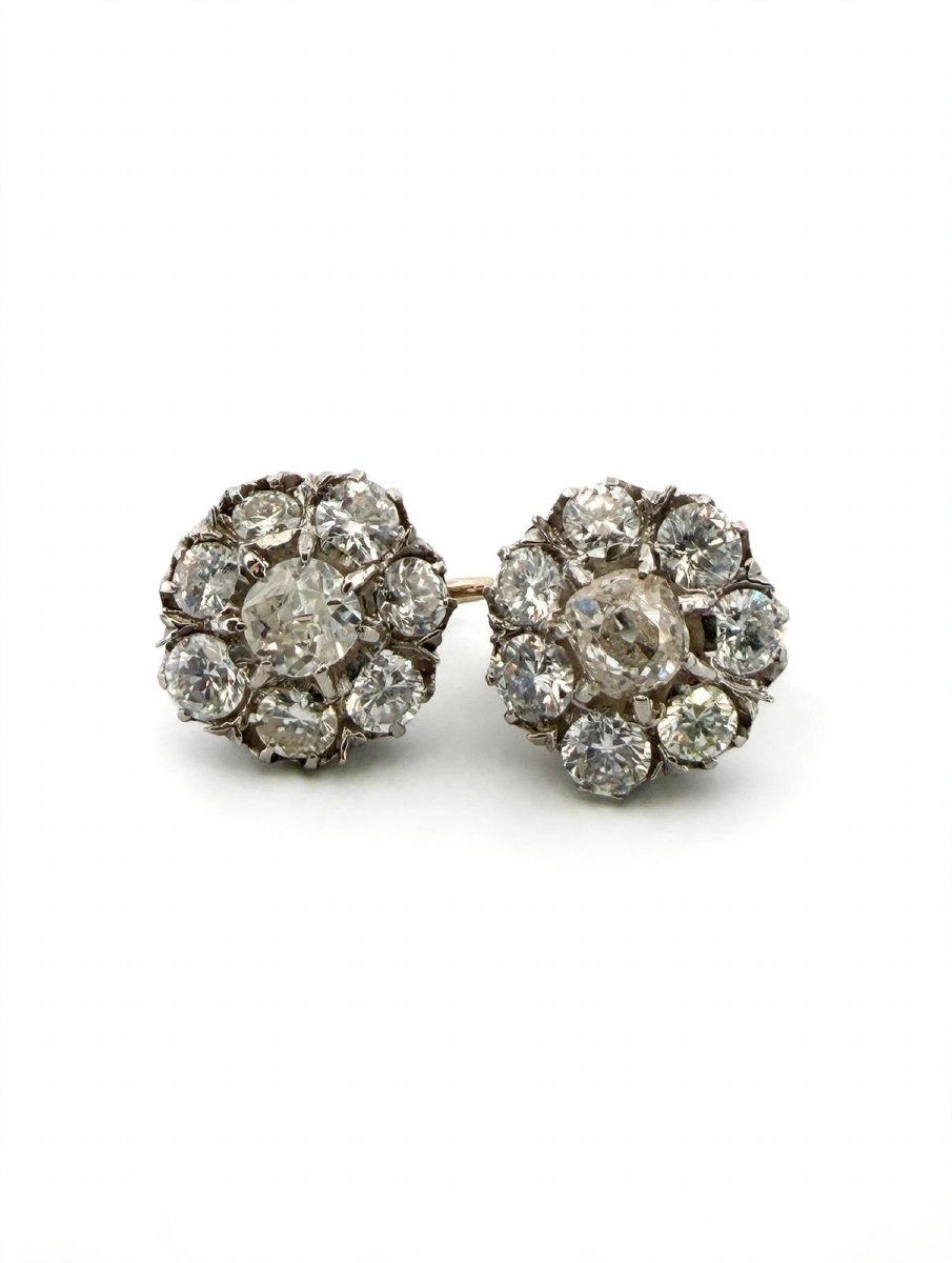 Vintage Platinum Earrings With Diamonds-photo-3