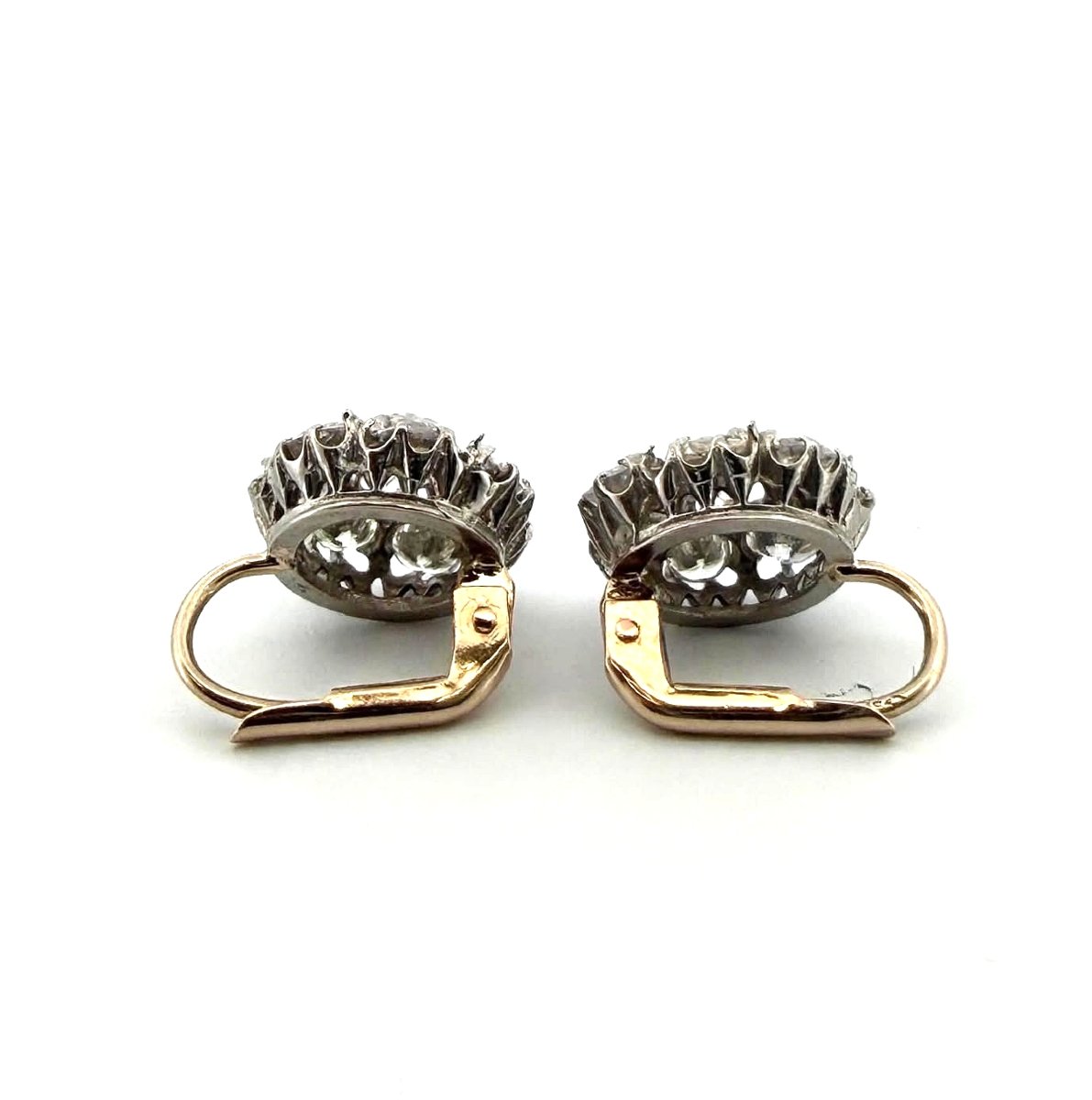 Vintage Platinum Earrings With Diamonds-photo-4