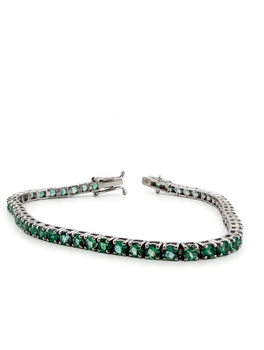 18k White Gold Tennis Bracelet With Emeralds-photo-3