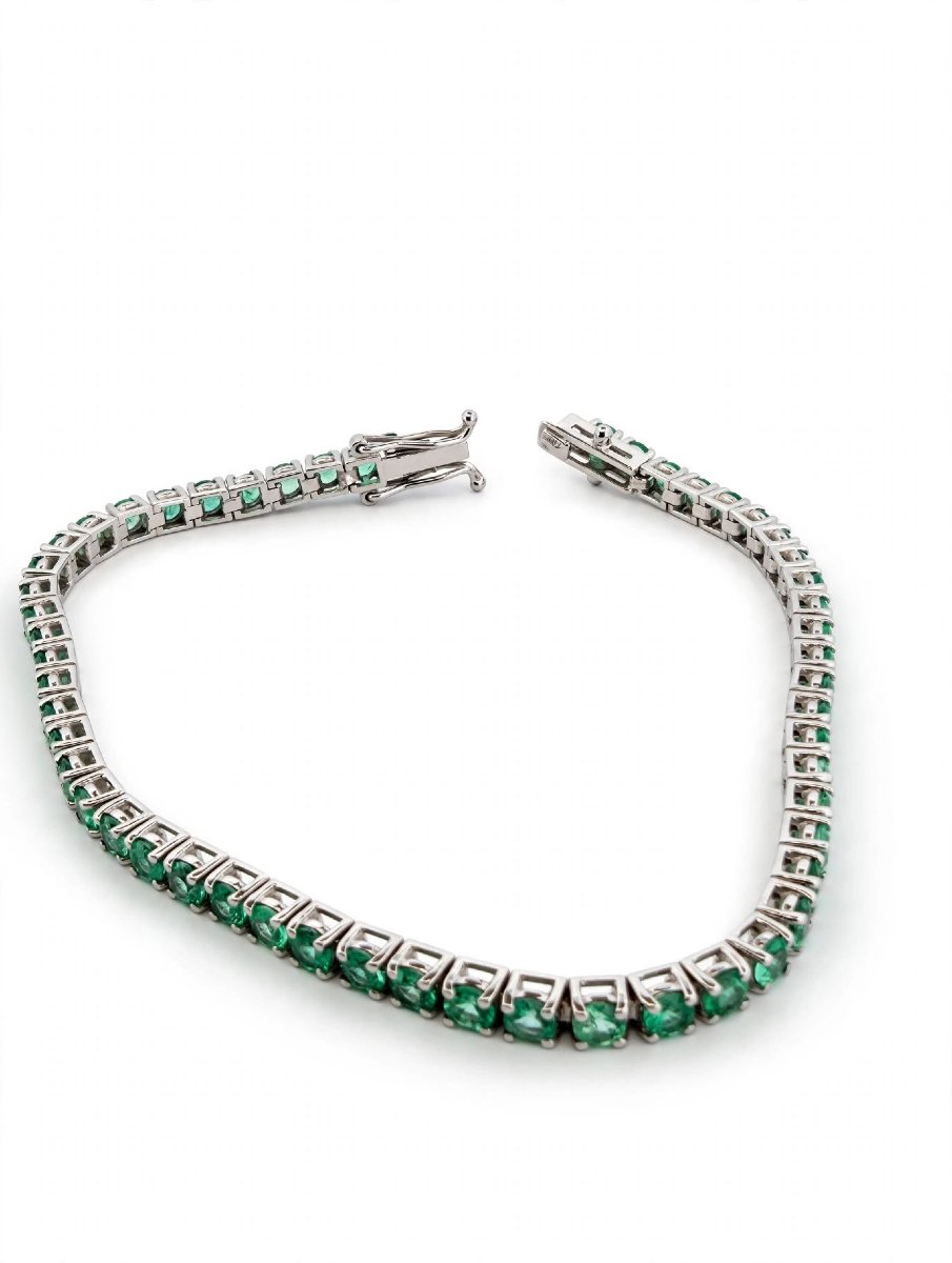 18k White Gold Tennis Bracelet With Emeralds-photo-1