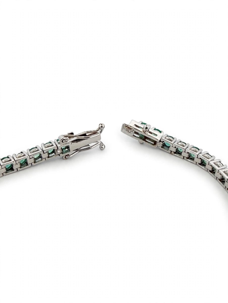 18k White Gold Tennis Bracelet With Emeralds-photo-2