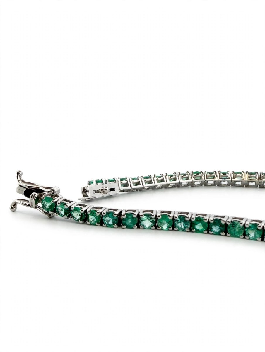 18k White Gold Tennis Bracelet With Emeralds-photo-3