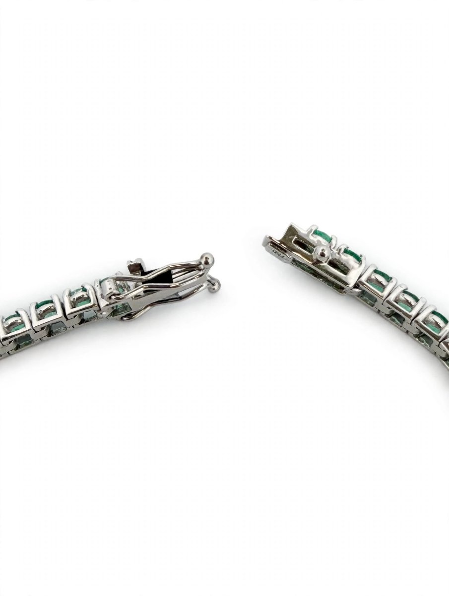 18k White Gold Tennis Bracelet With Emeralds-photo-5