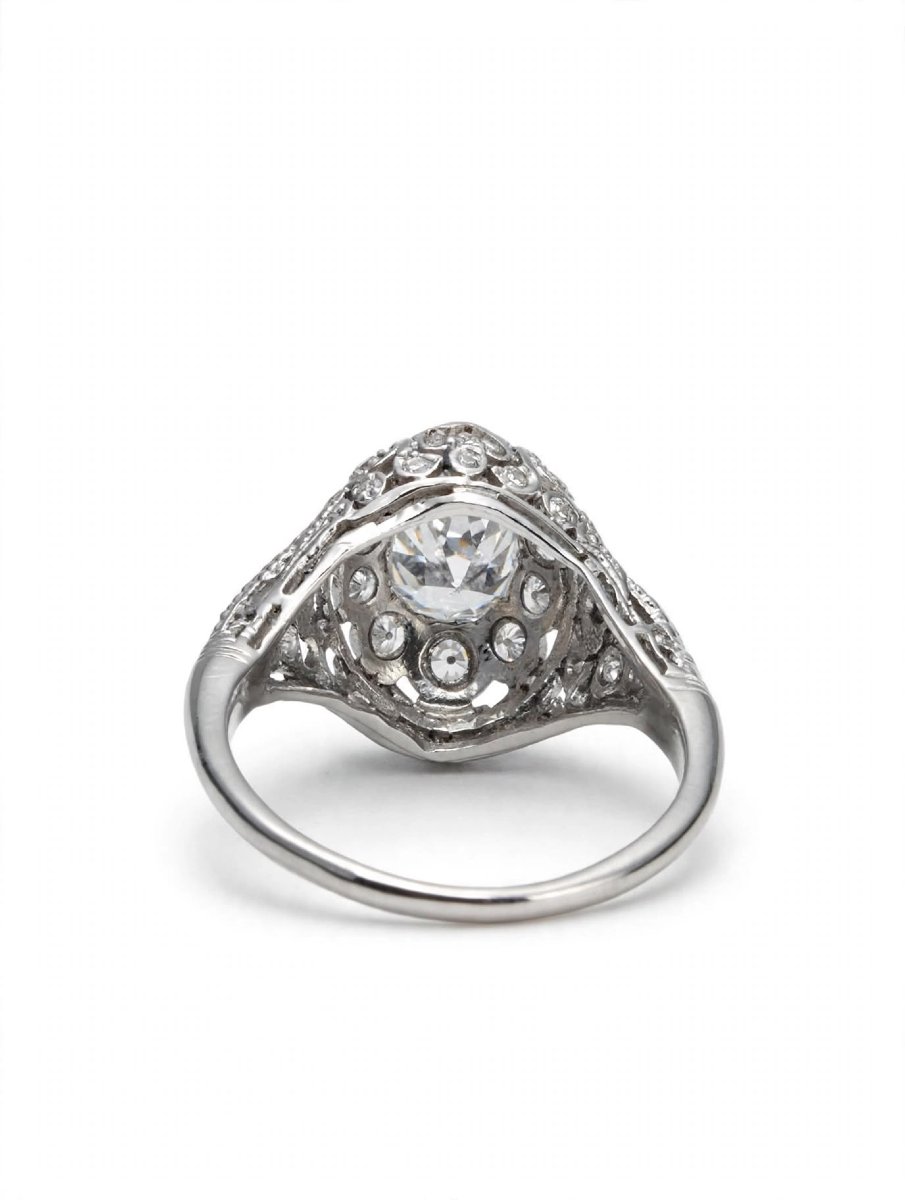 Bague Art Déco en Platine avec Diamants Ct 2.10-photo-4
