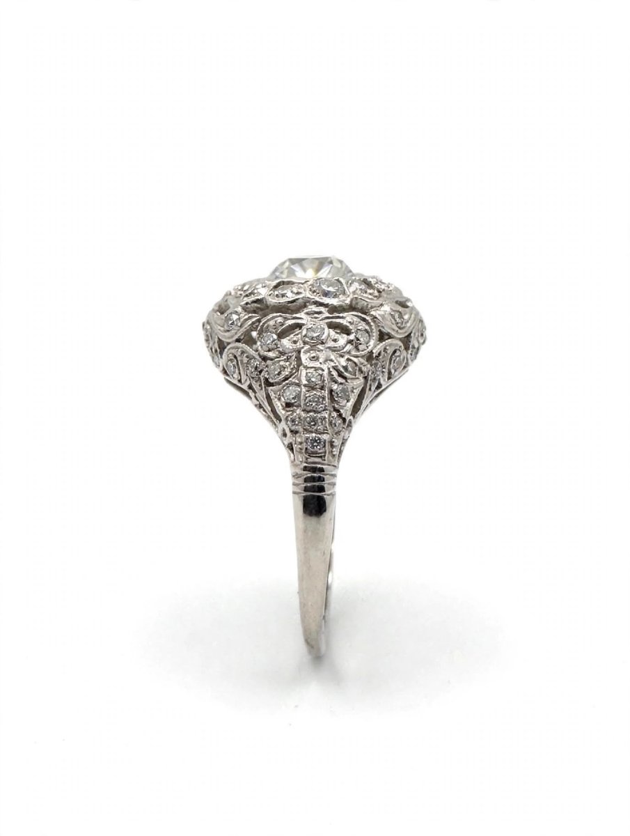 Bague Art Déco en Platine avec Diamants Ct 2.10-photo-1