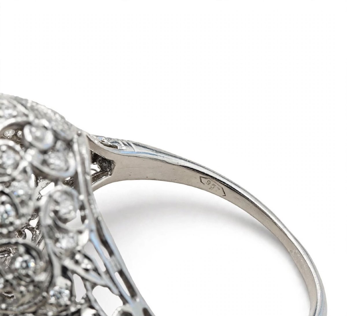 Bague Art Déco en Platine avec Diamants Ct 2.10-photo-2