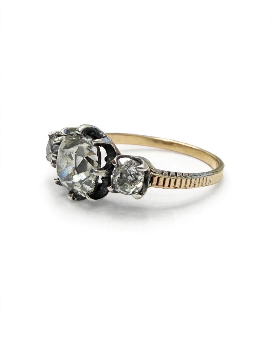 Victorian-style Ring In 18k Gold And Silver With Approximately 2.20 Carats Of Diamonds-photo-4