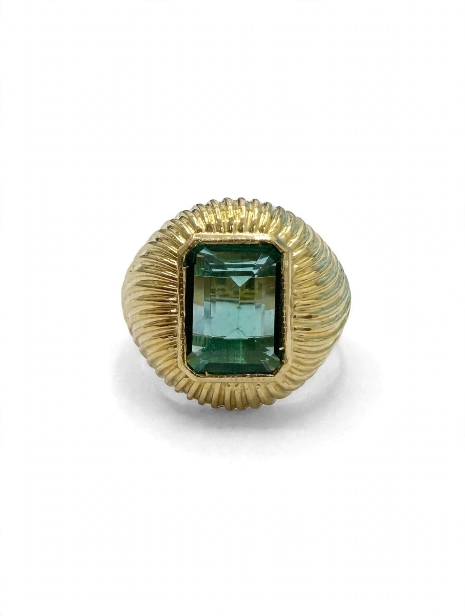 Bague Vintage avec émeraude Zambie centrale Ct 2.50-photo-2