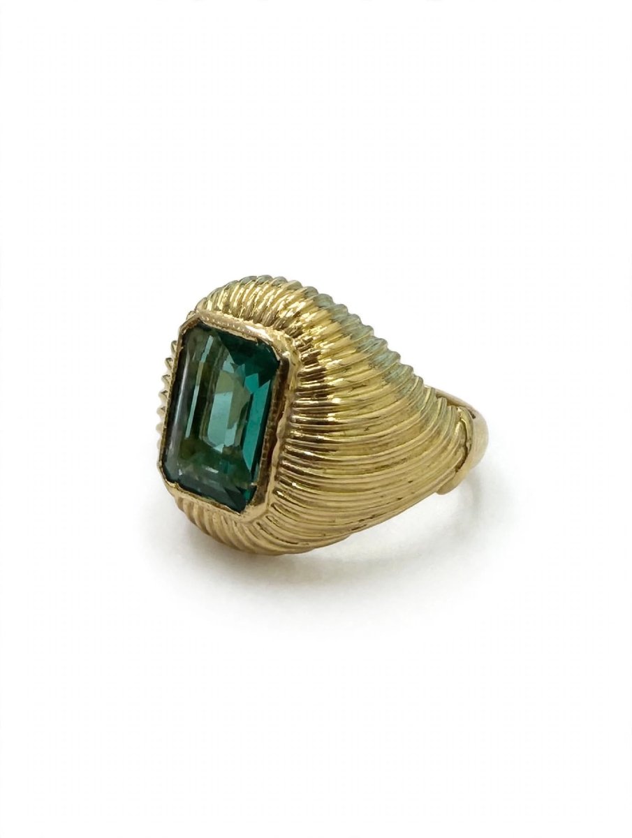 Bague Vintage avec émeraude Zambie centrale Ct 2.50-photo-3