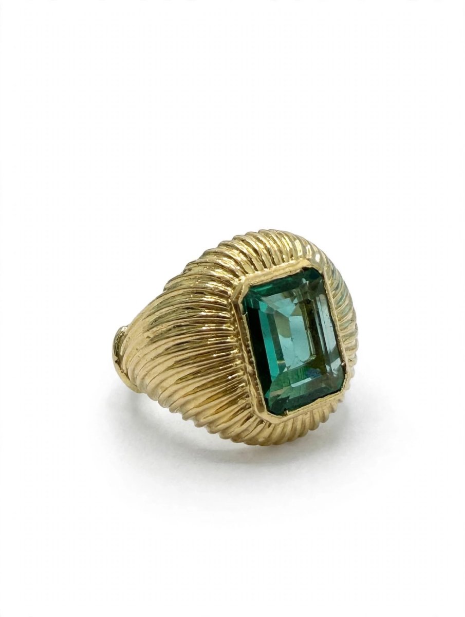 Bague Vintage avec émeraude Zambie centrale Ct 2.50-photo-4