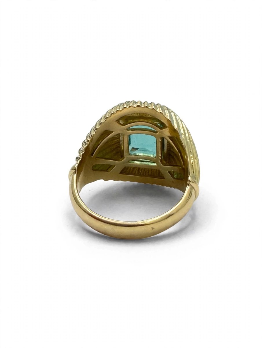 Bague Vintage avec émeraude Zambie centrale Ct 2.50-photo-2