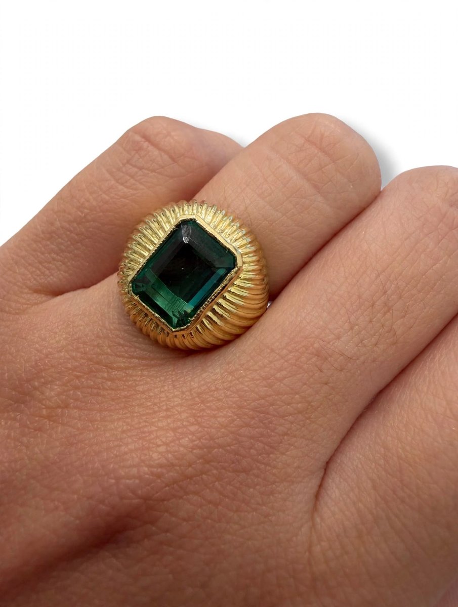 Bague Vintage avec émeraude Zambie centrale Ct 2.50-photo-3