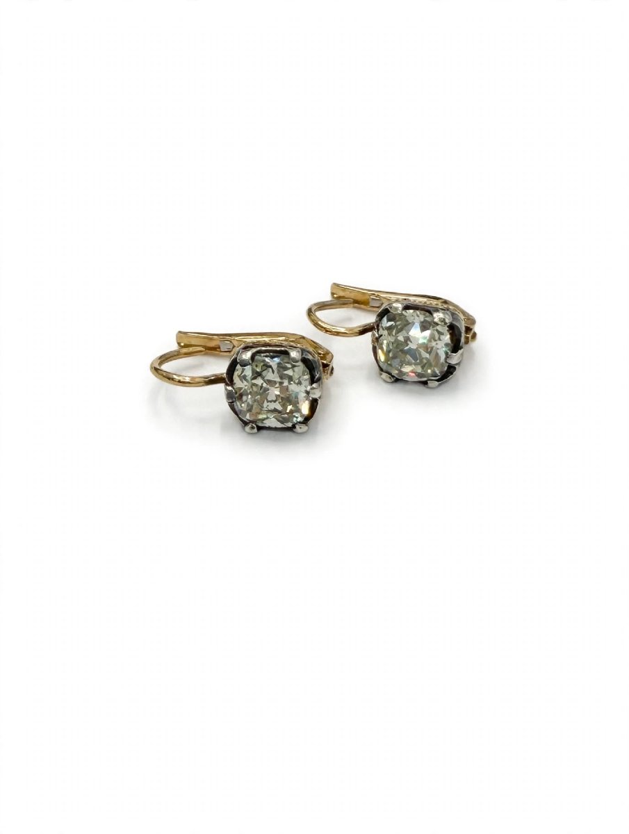 Vintage Earrings In 18k Gold And Silver With Diamonds-photo-3