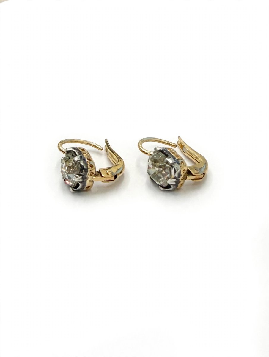 Vintage Earrings In 18k Gold And Silver With Diamonds-photo-4