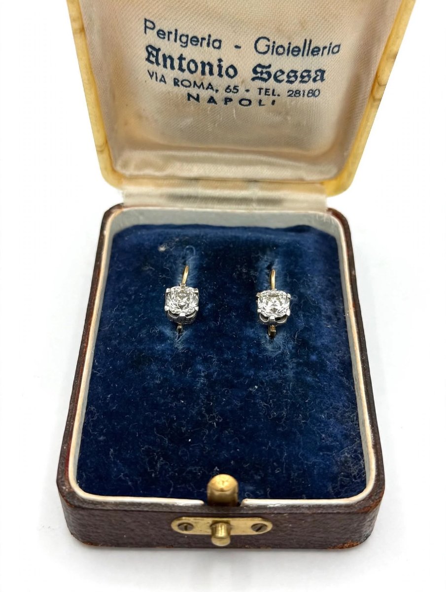 Vintage Earrings In 18k Gold And Silver With Diamonds