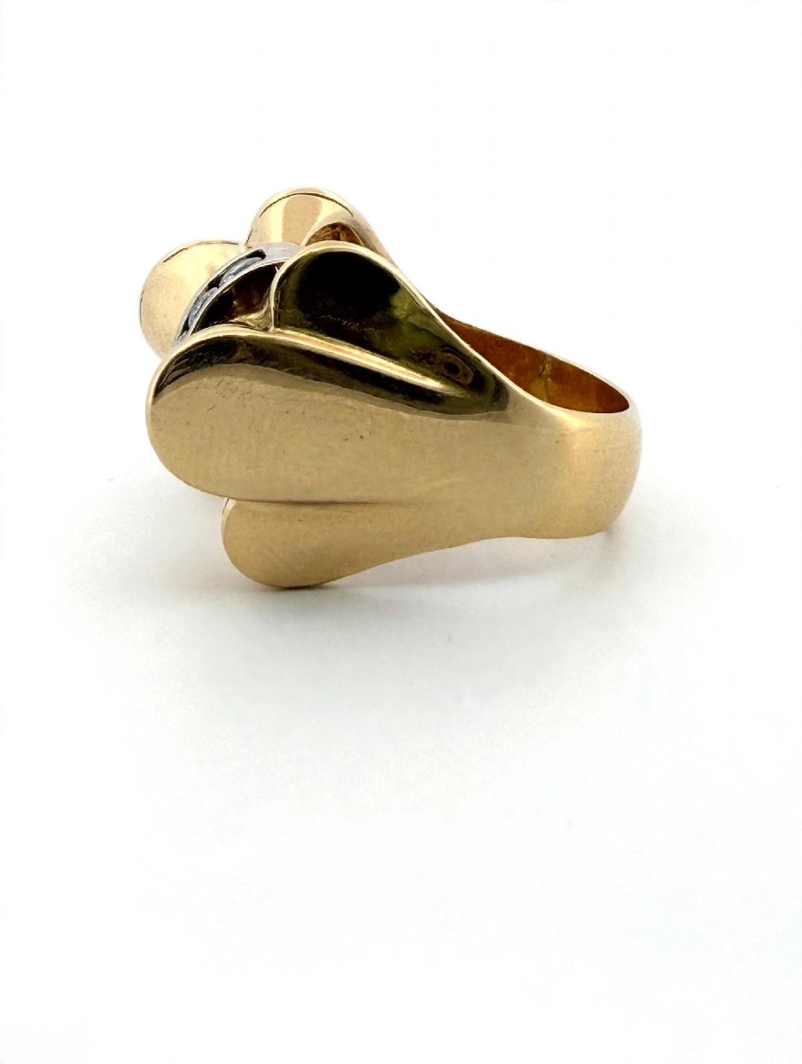 Bague Vintage années 50-60 en or jaune 18Kt avec Diamants Ct 0.30-photo-1