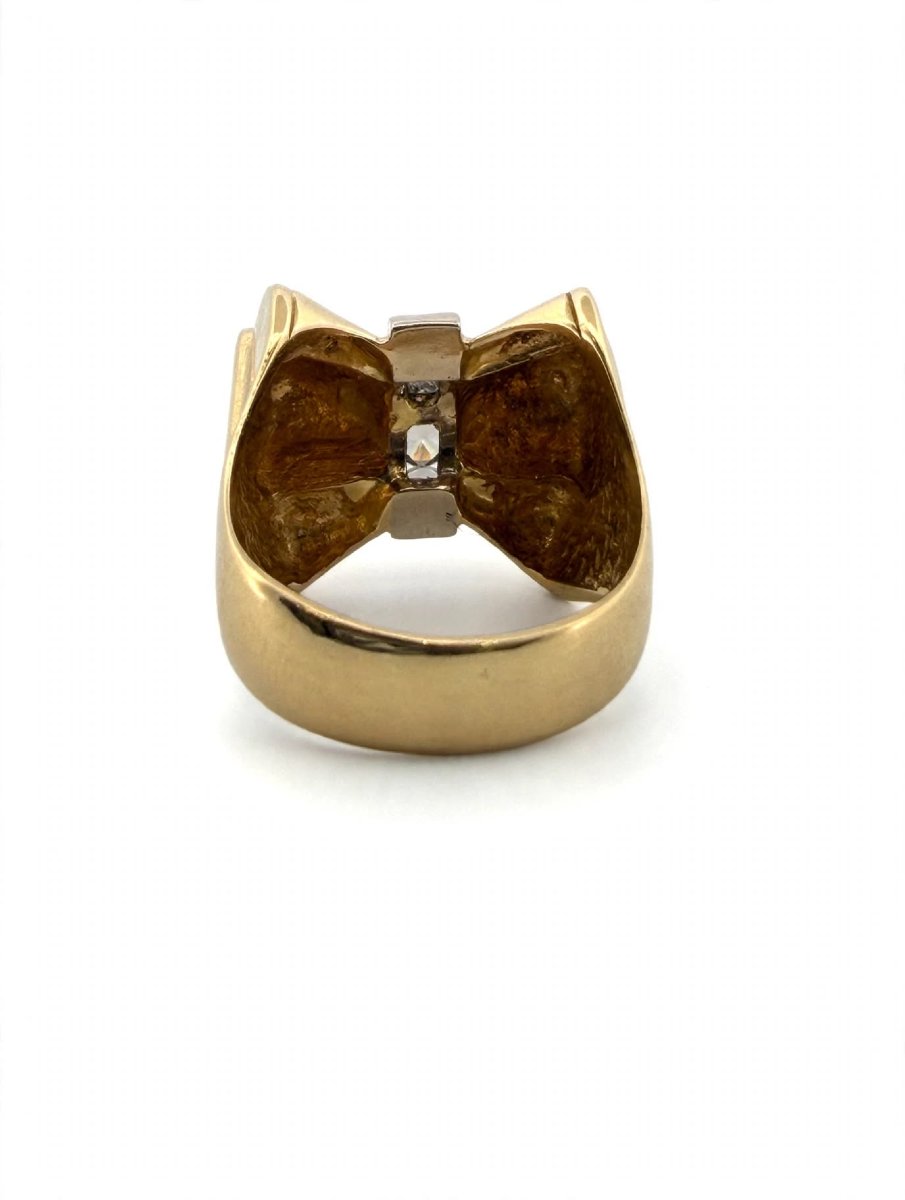 Bague Vintage années 50-60 en or jaune 18Kt avec Diamants Ct 0.30-photo-2