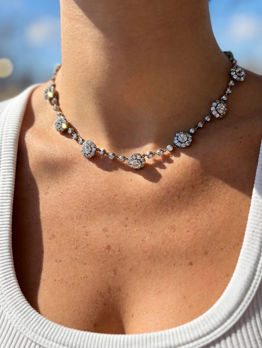Collier Rivière avec des diamants taille antique-photo-3