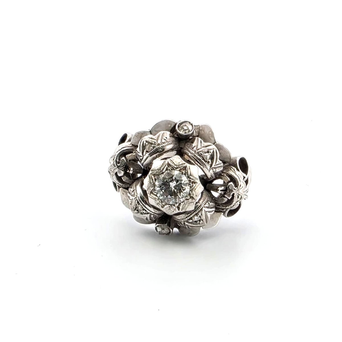 Bague en or blanc 18 carats avec diamants-photo-2