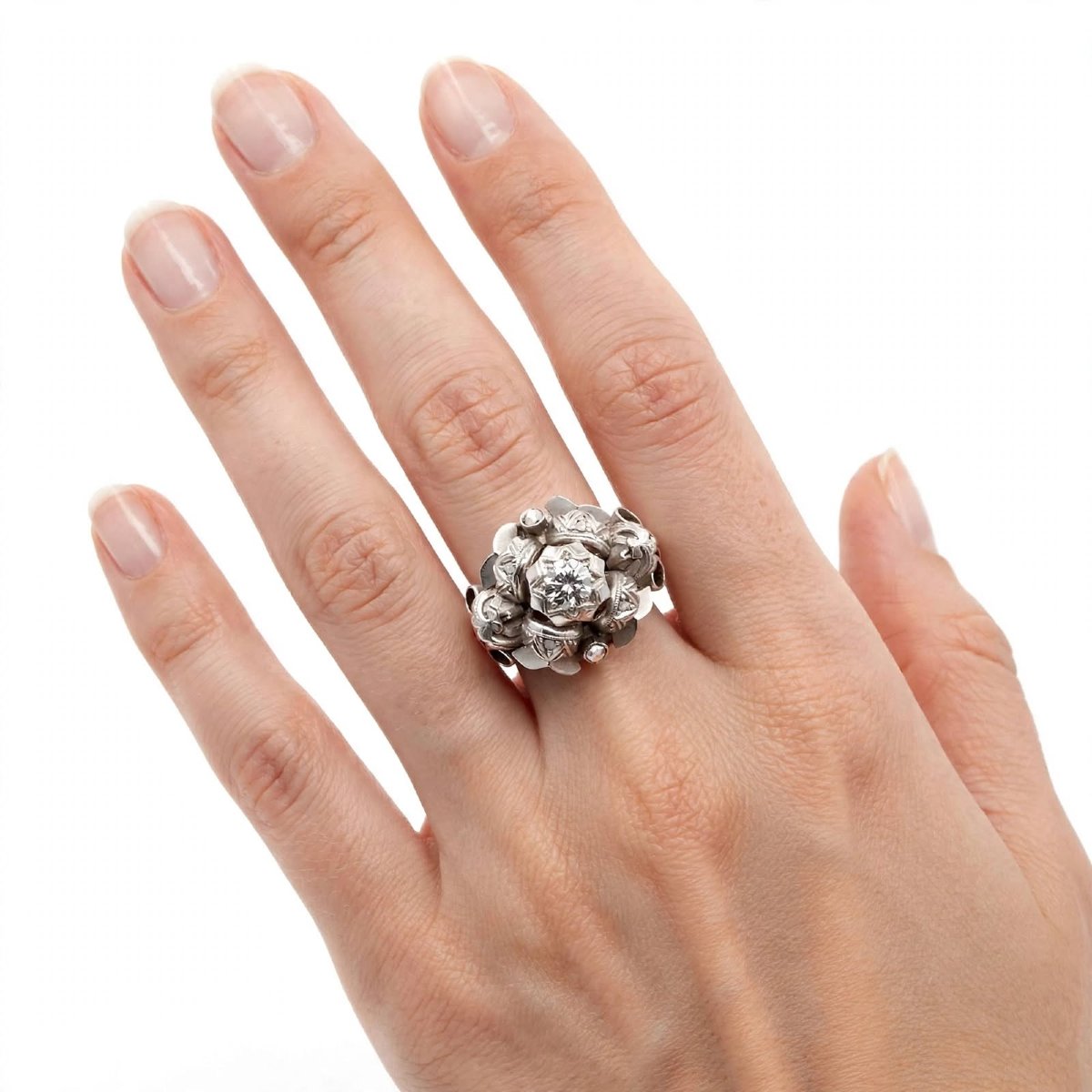 Bague en or blanc 18 carats avec diamants-photo-5