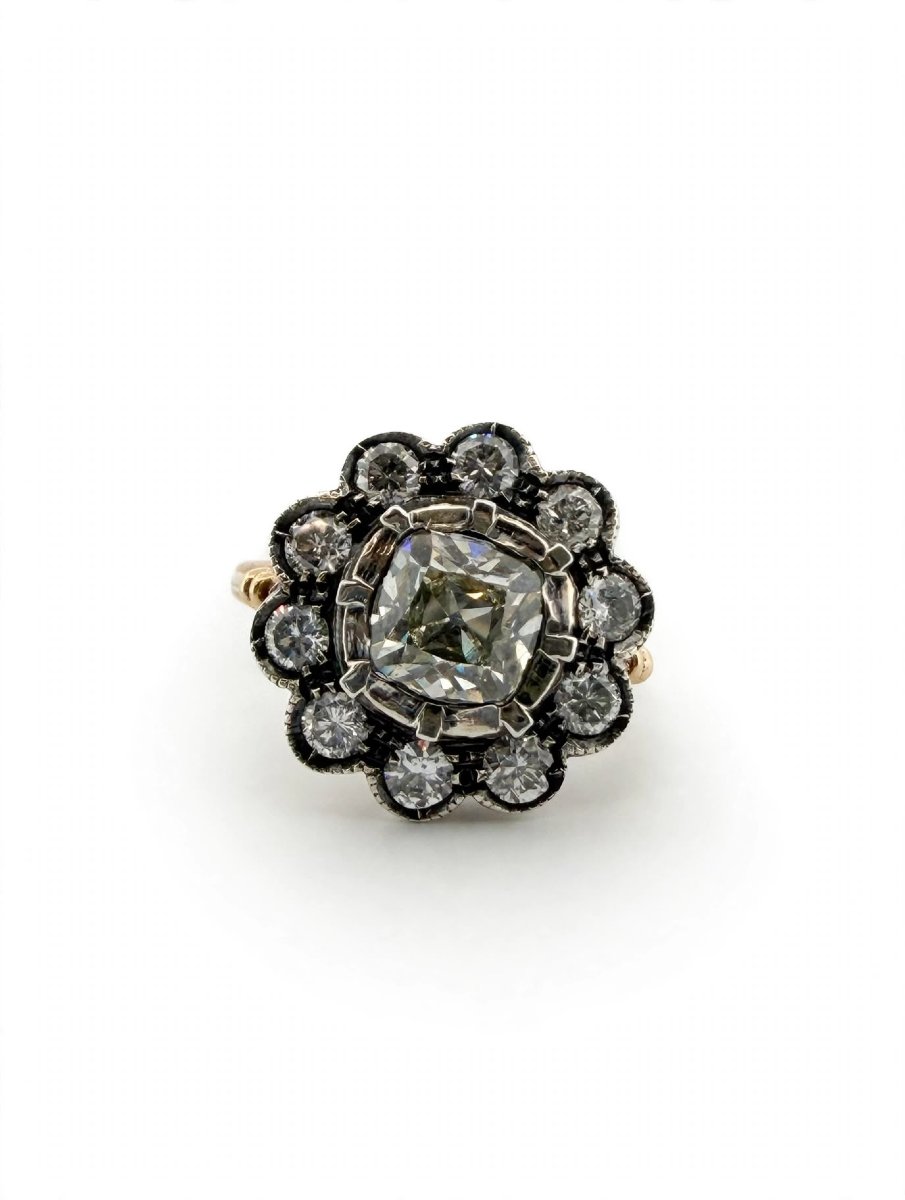 Bague Rosetta Antica avec Diamants Old Mine Ct 2.60 environ-photo-3