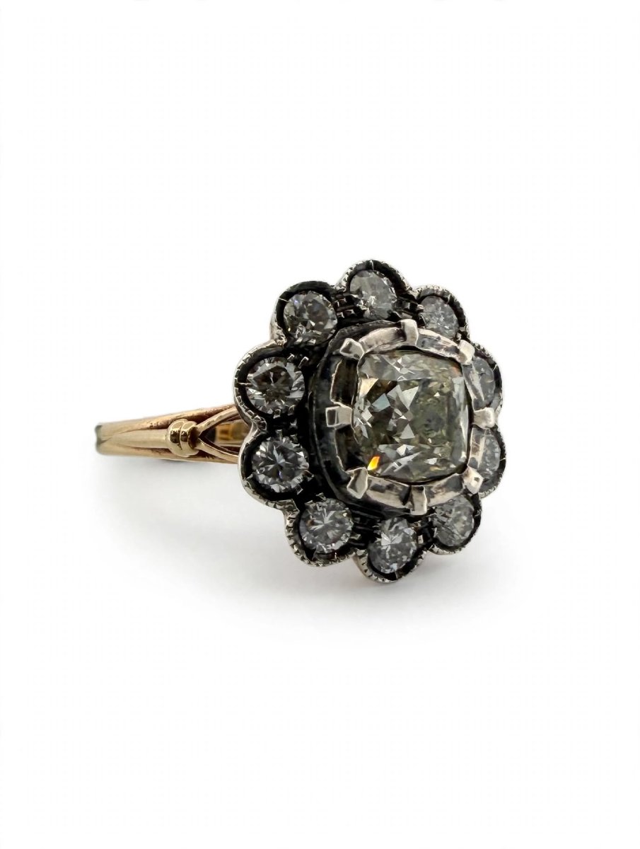 Bague Rosetta Antica avec Diamants Old Mine Ct 2.60 environ-photo-4