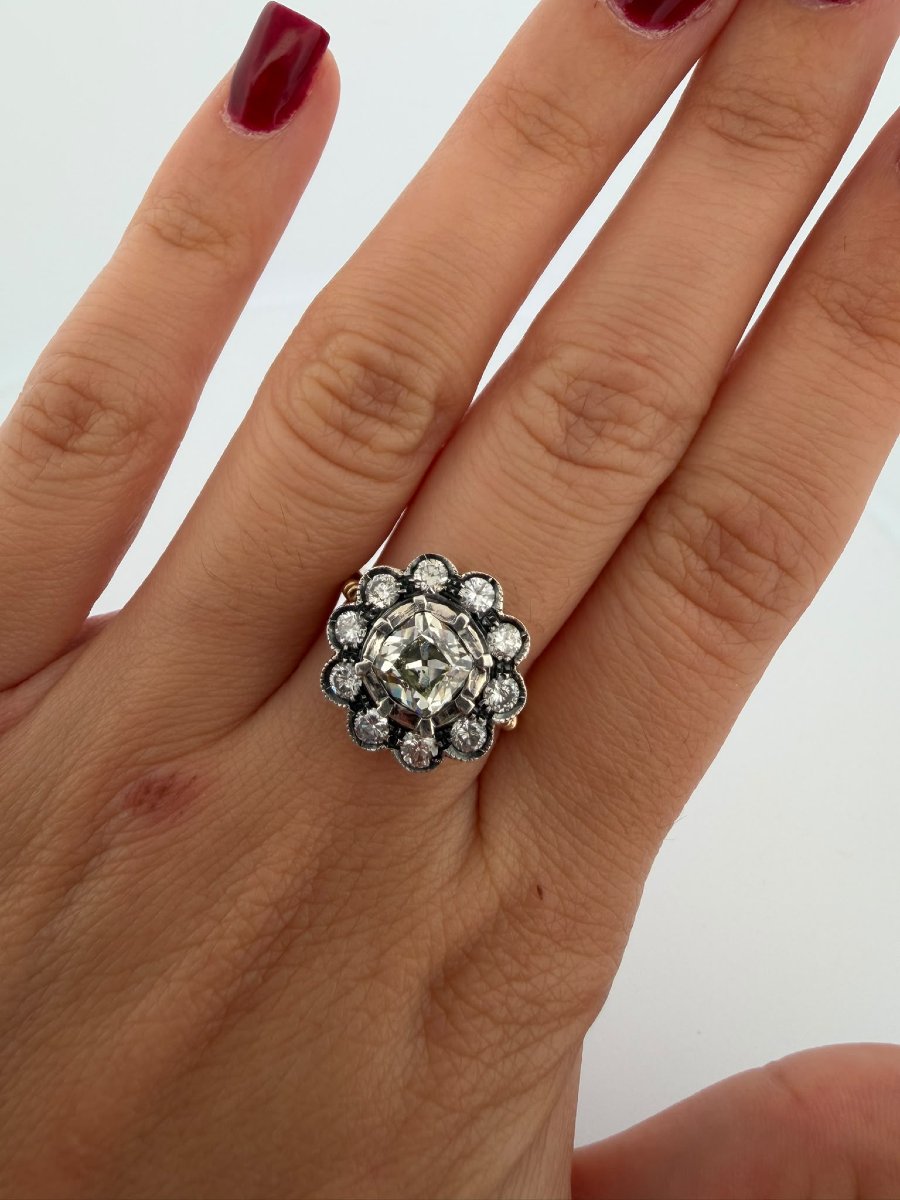 Bague Rosetta Antica avec Diamants Old Mine Ct 2.60 environ-photo-5