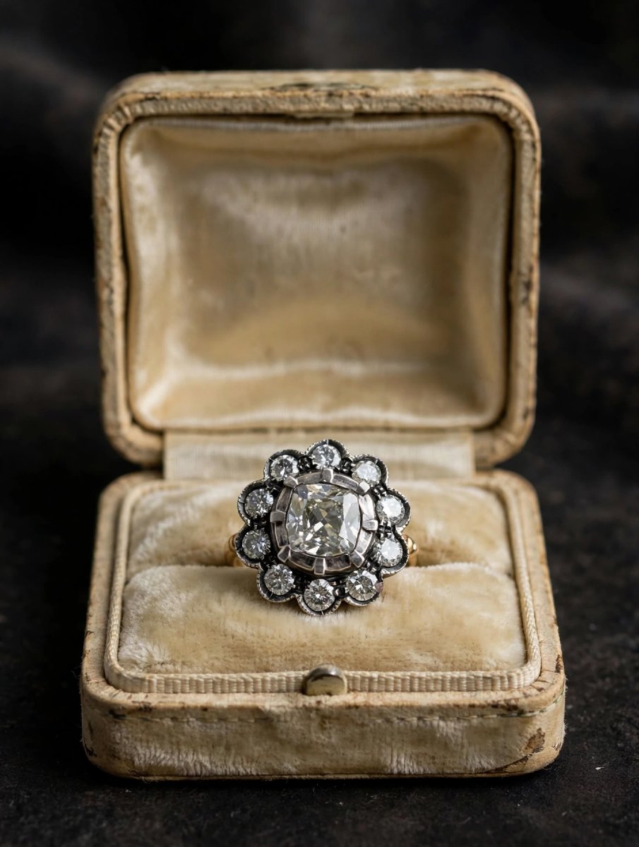Bague Rosetta Antica avec Diamants Old Mine Ct 2.60 environ