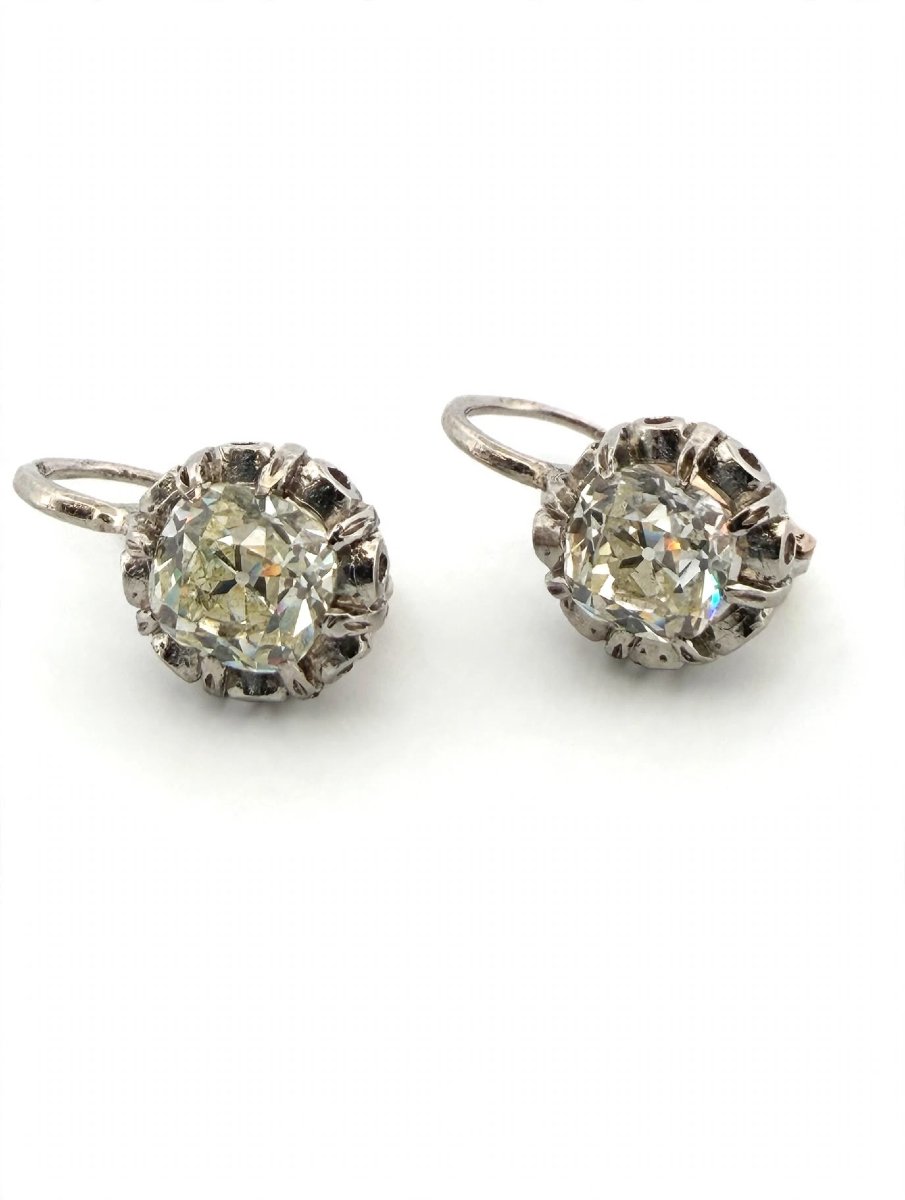 Platinum Earrings With Diamonds (approx. 2.50 Ct)-photo-2