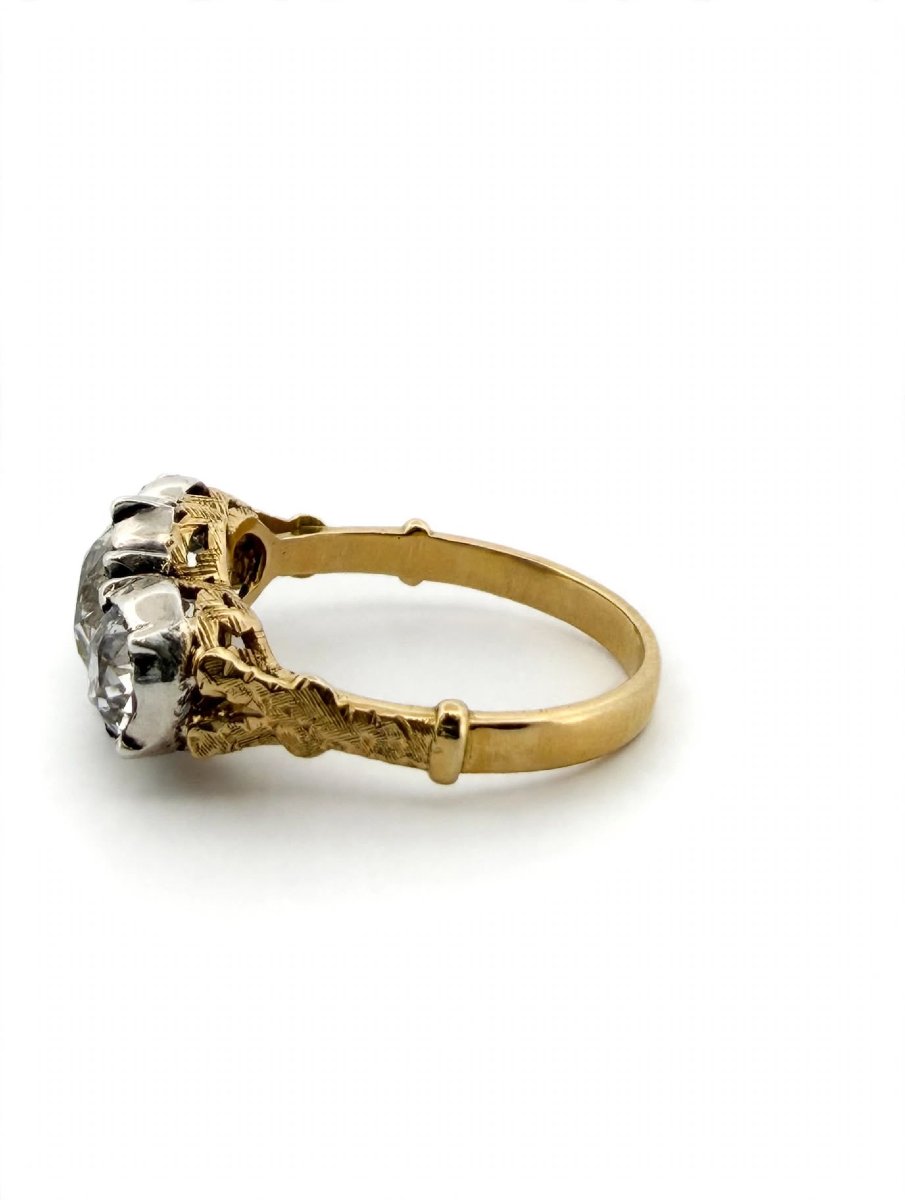 Victorian-style Trilogy Ring In 18k Yellow Gold With Diamonds-photo-1