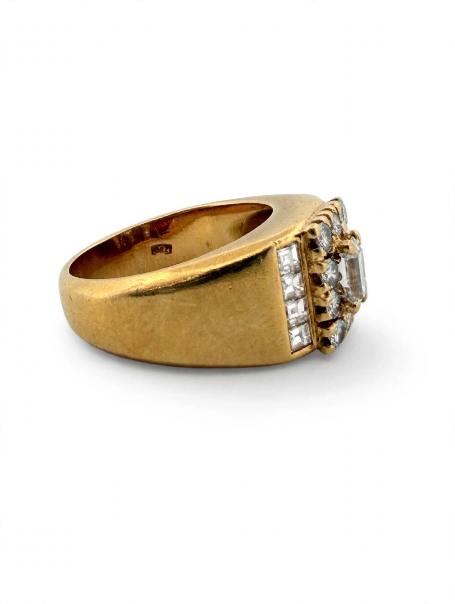 18k Yellow Gold Band Ring With Diamonds-photo-3