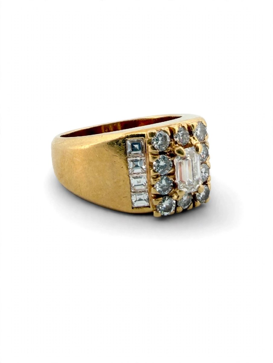 18k Yellow Gold Band Ring With Diamonds-photo-4