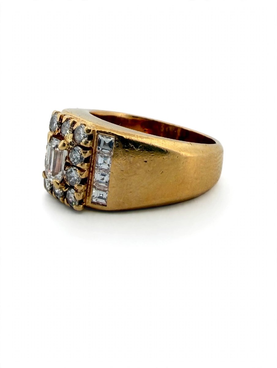 18k Yellow Gold Band Ring With Diamonds-photo-1