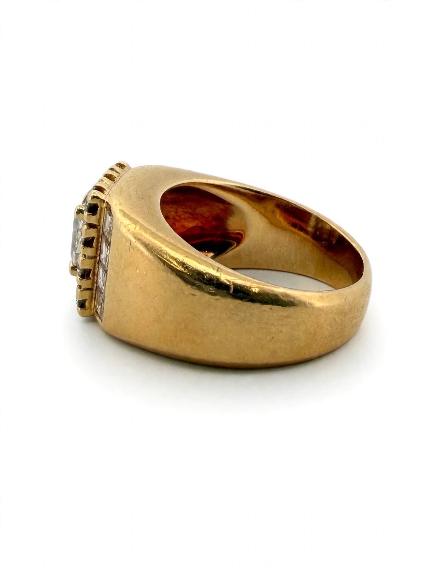 18k Yellow Gold Band Ring With Diamonds-photo-2