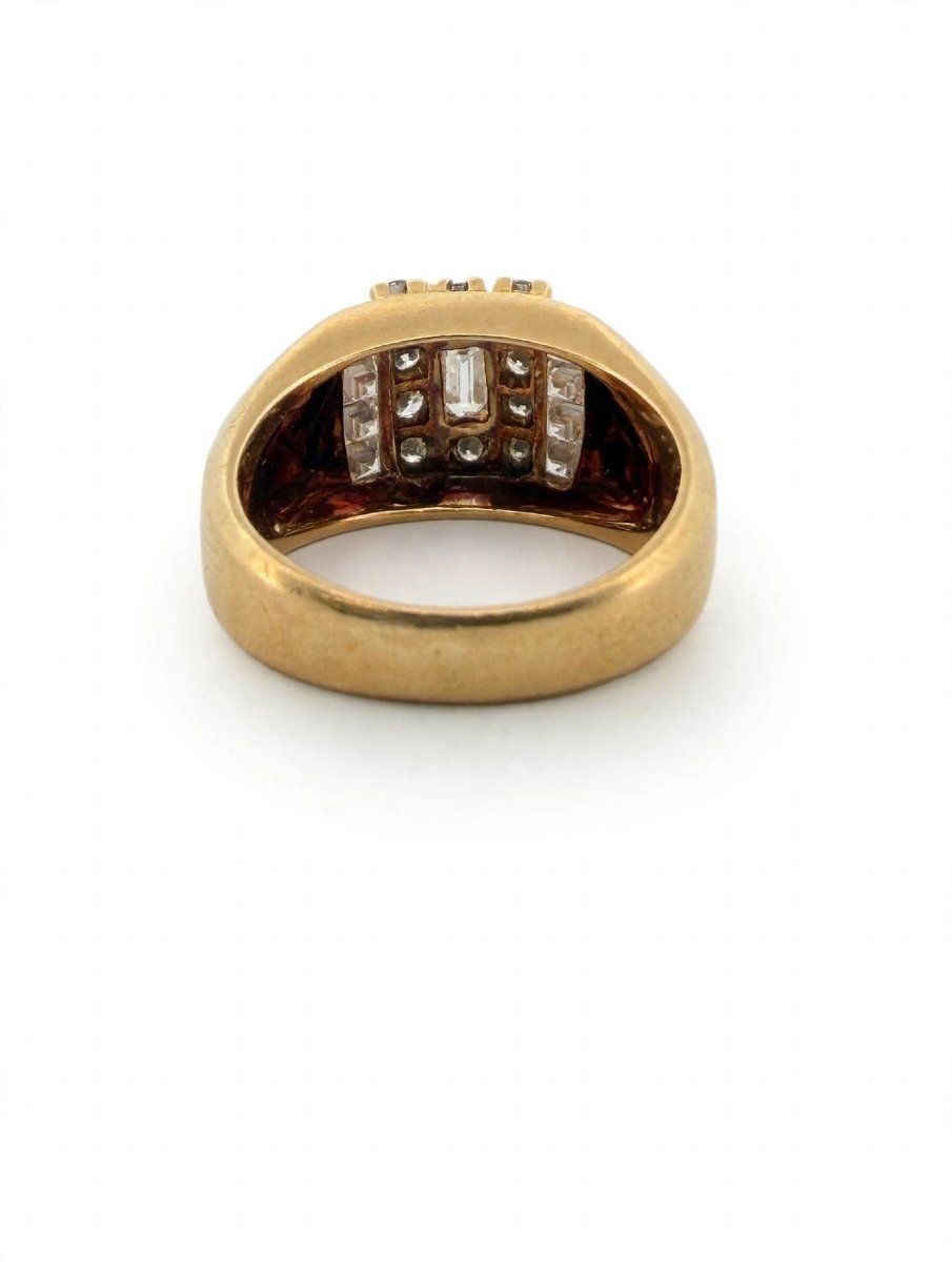 18k Yellow Gold Band Ring With Diamonds-photo-3