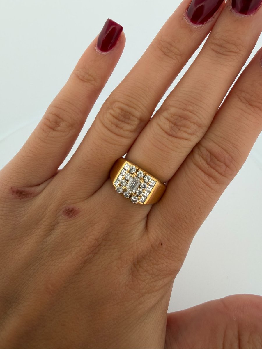 18k Yellow Gold Band Ring With Diamonds-photo-5