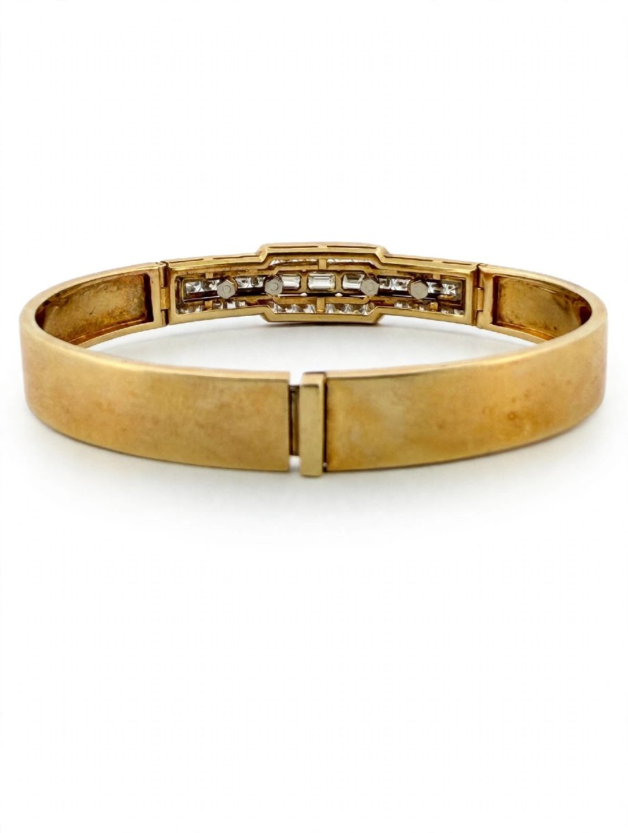 Bracelet rigide en or jaune 18 carats avec diamants-photo-1