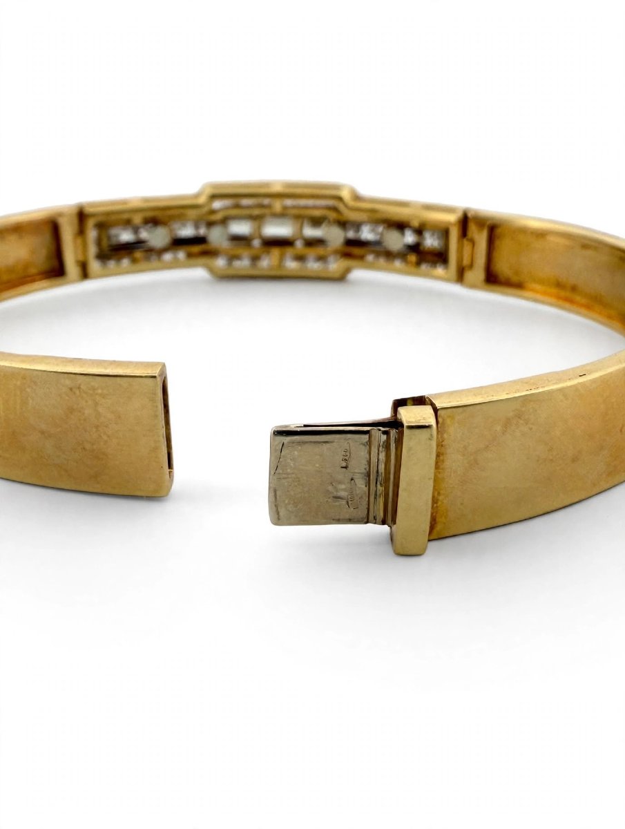 Bracelet rigide en or jaune 18 carats avec diamants-photo-2