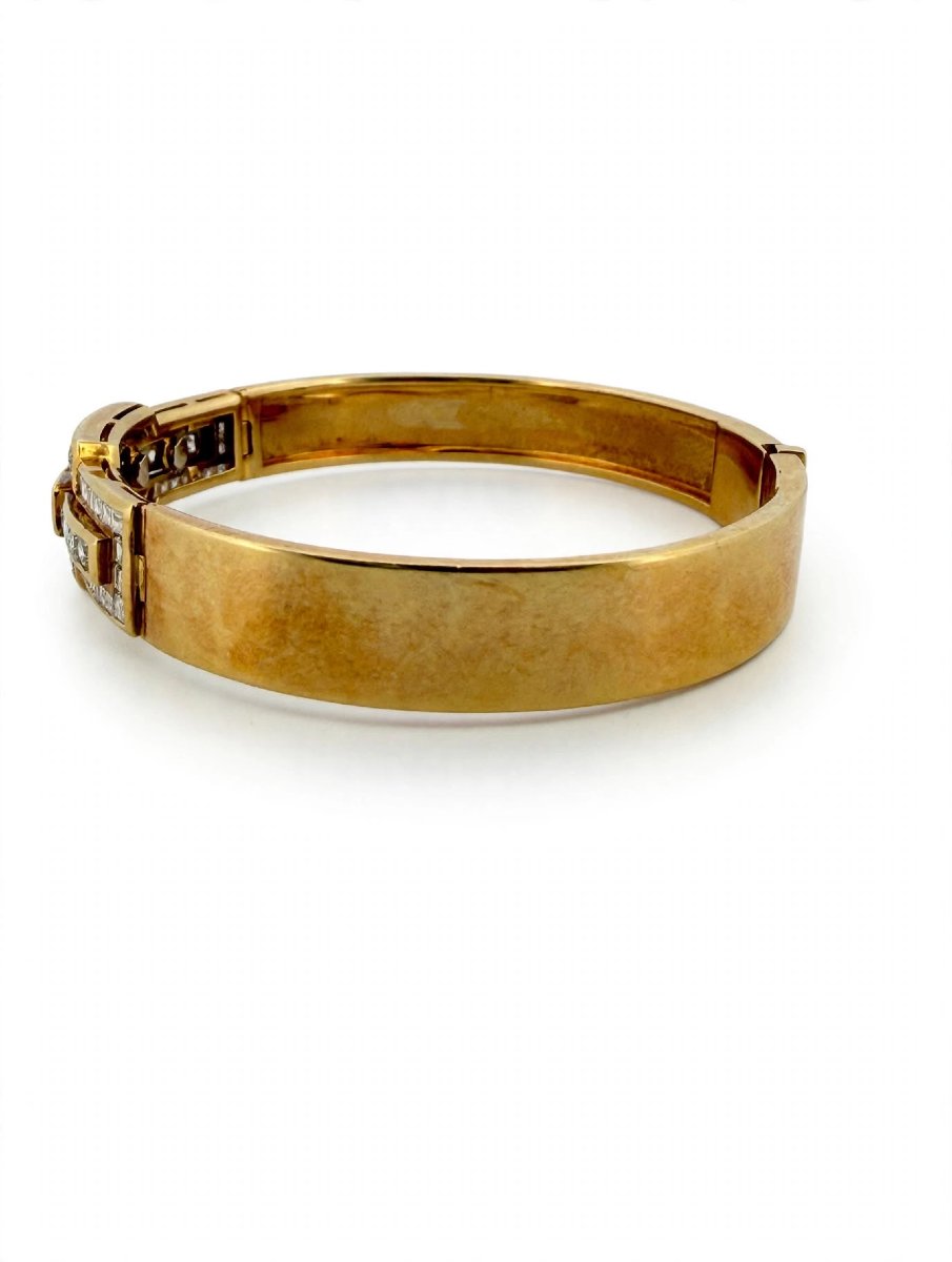 Bracelet rigide en or jaune 18 carats avec diamants-photo-3