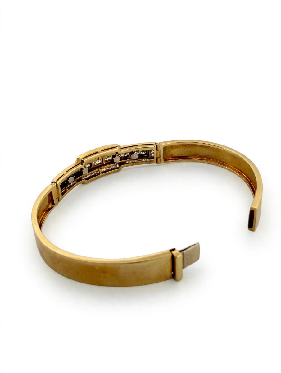 Bracelet rigide en or jaune 18 carats avec diamants-photo-4