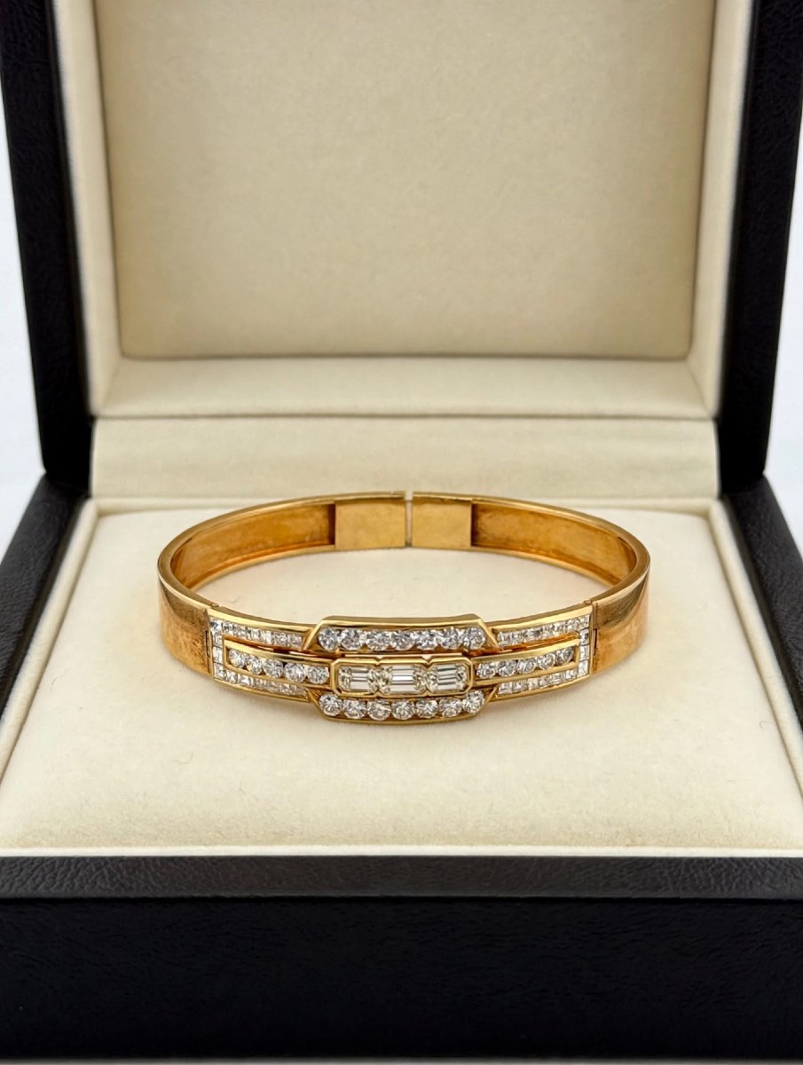 Bracelet rigide en or jaune 18 carats avec diamants