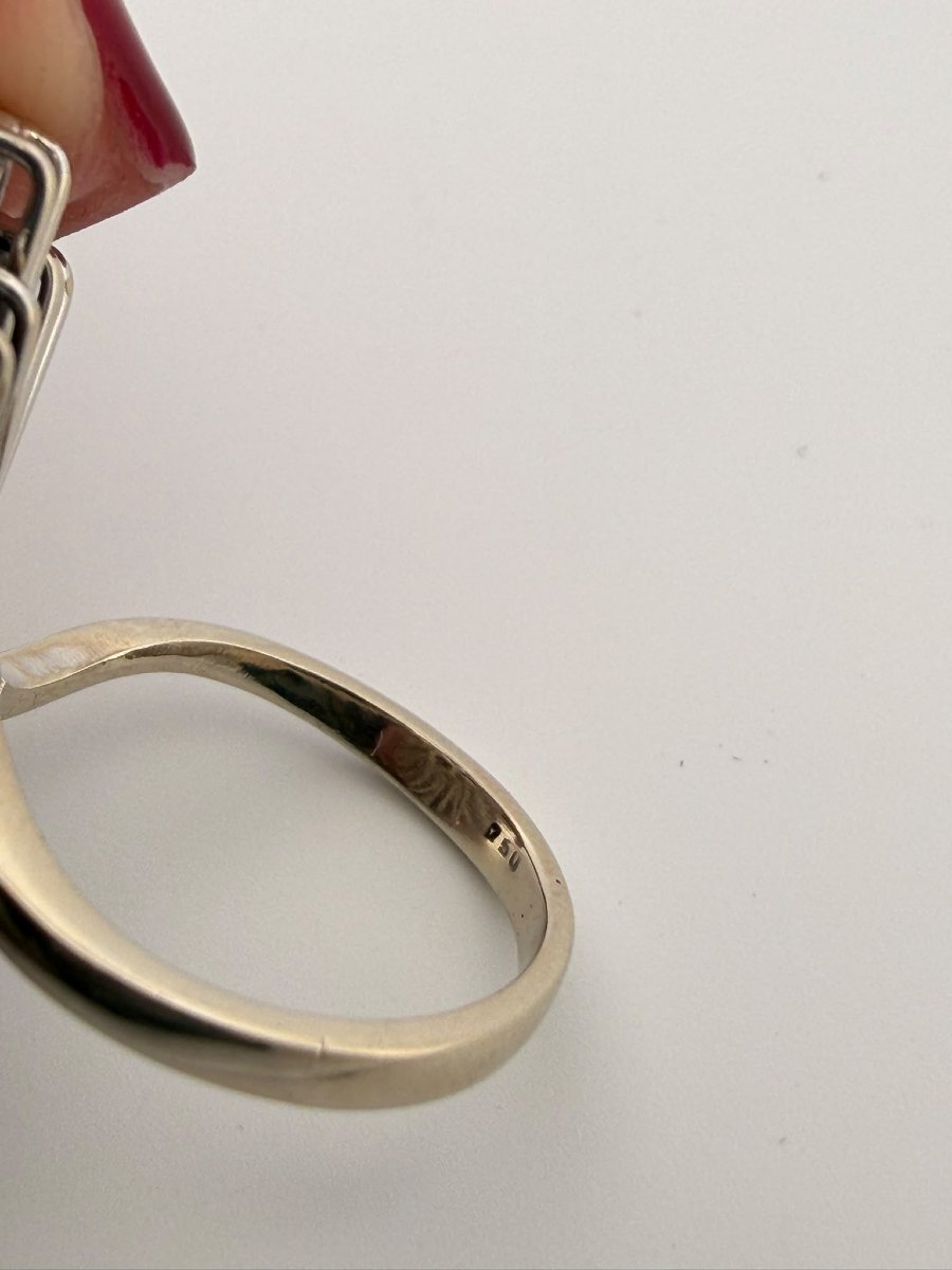Bague en or blanc 18Kt avec rubis et diamants-photo-6