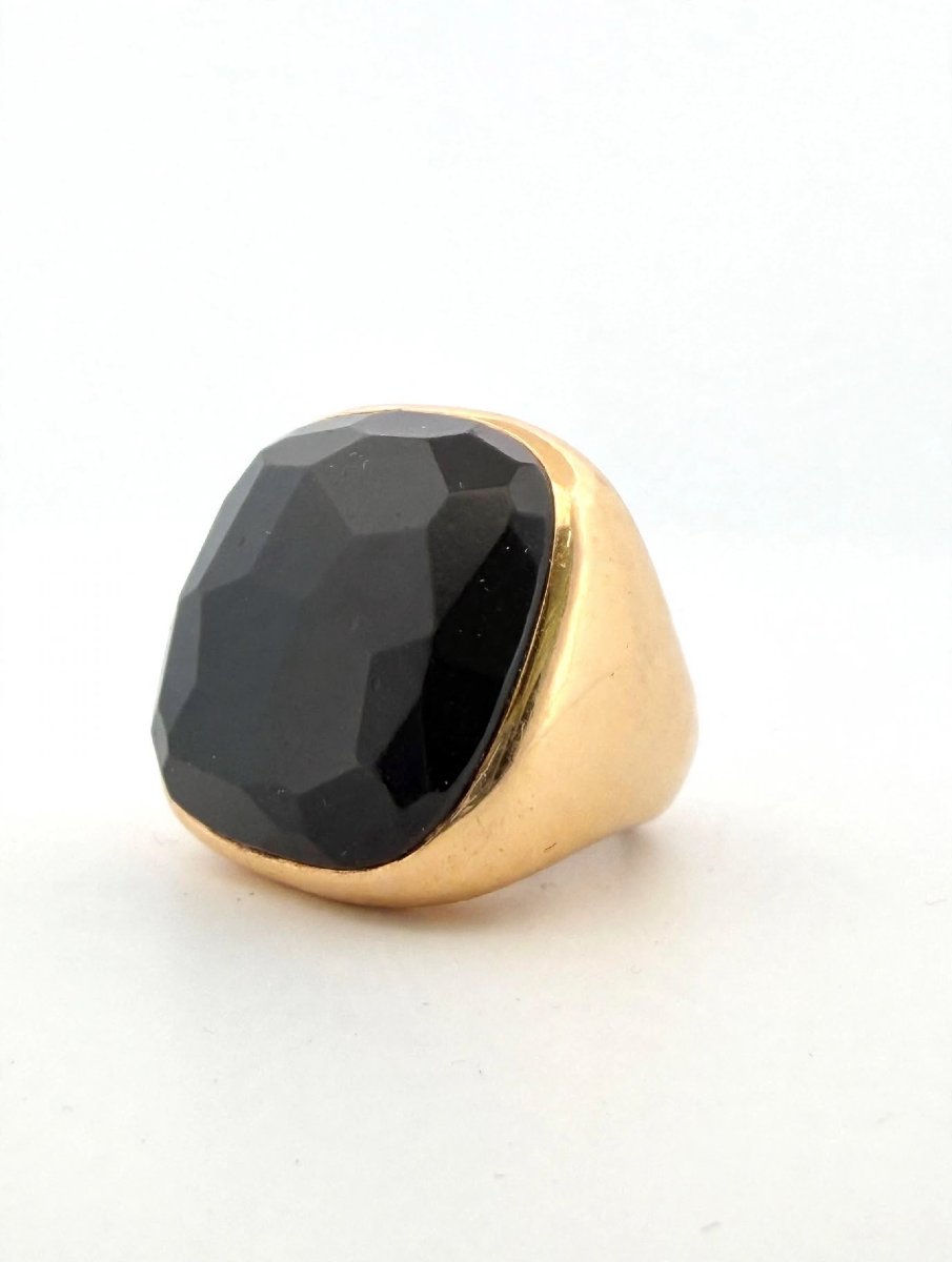 Bague Pomellato modèle Victoria enchâssé d’un grand cabochon à jet facetté-photo-3