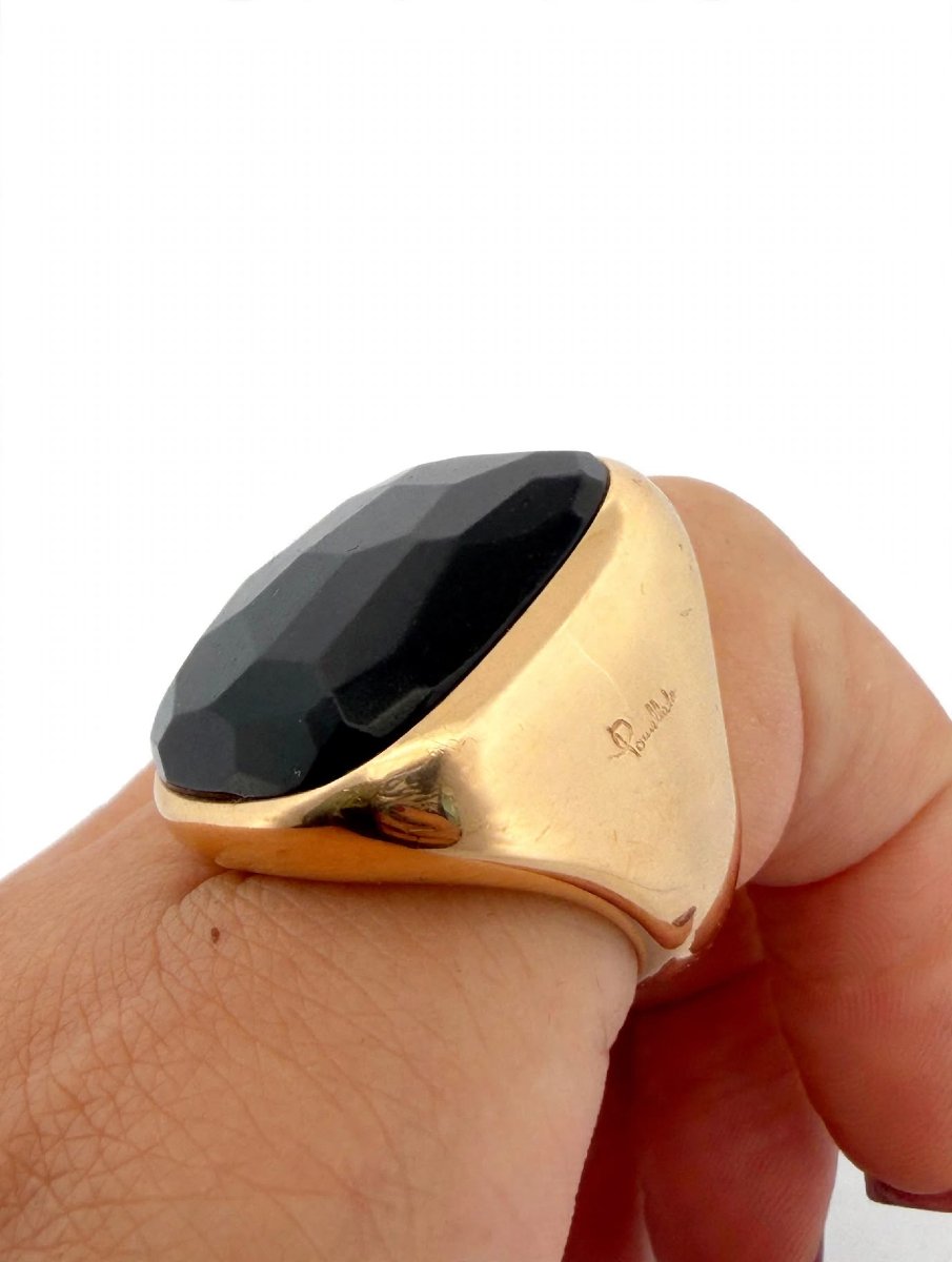 Bague Pomellato modèle Victoria enchâssé d’un grand cabochon à jet facetté-photo-8